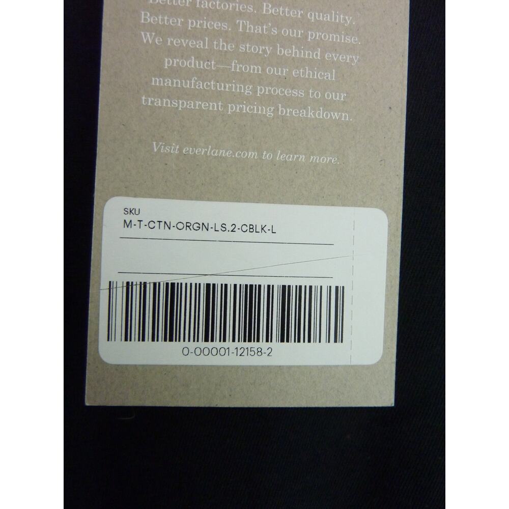 NWT Everlane Black Long Sleeve L Men Tee Shirt - Picture 3 of 4